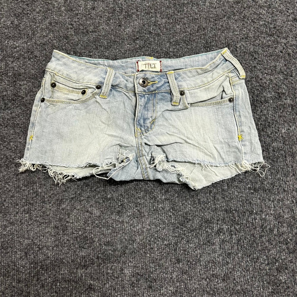 Tilt Shorts Womens Size 00 Light Wash Denim Low Rise Raw Hem Cut Off Casual
